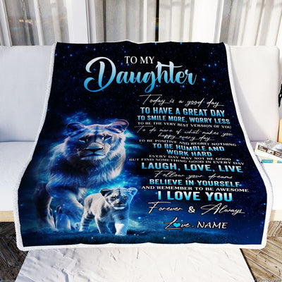 Personalized To My Daughter Lion Blanket From Mom Mother Today Is A Good Day Daughter Gifts Birthday Graduation Christmas Customized Bed Fleece Throw Blanket | teecentury