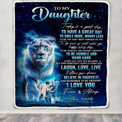 Personalized To My Daughter Lion Blanket From Mom Mother Today Is A Good Day Daughter Gifts Birthday Graduation Christmas Customized Bed Fleece Throw Blanket | teecentury