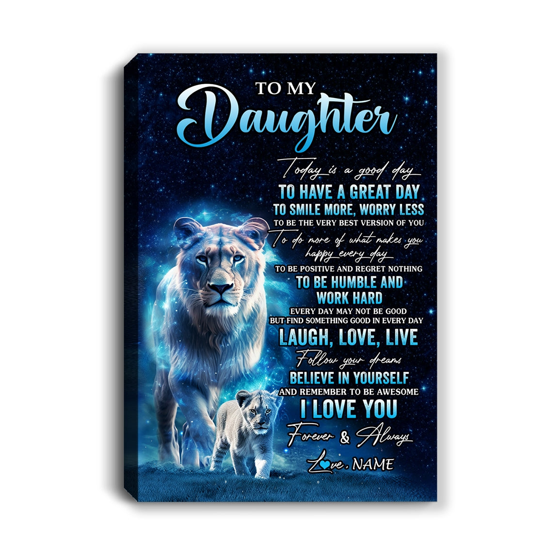 Personalized To My Daughter Lion Canvas From Mom Mother Today Is A Good Day Daughter Gifts Birthday Graduation Christmas Custom Wall Art Print Framed Canvas | teecentury