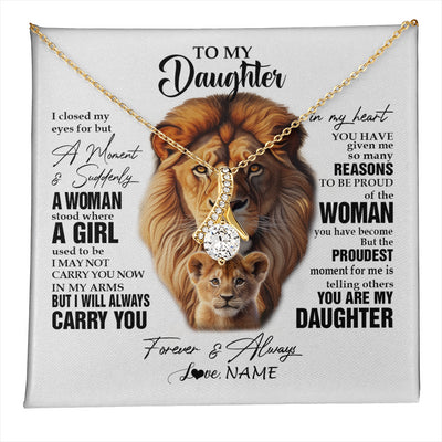 Alluring Beauty Necklace 18K Yellow Gold Finish | 1 | Personalized To My Daughter Lion Necklace From Dad Father I Closed My Eyes Great Daughter Birthday Gifts Graduation Christmas Customized Gift Box Message Card | teecentury