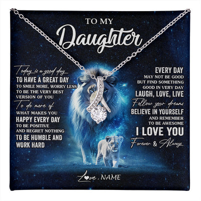 Alluring Beauty Necklace 14K White Gold Finish | 1 | Personalized To My Daughter Lion Necklace From Dad Father Today Is A Good Day Daughter Gifts Birthday Graduation Christmas Customized Gift Box Message Card | teecentury