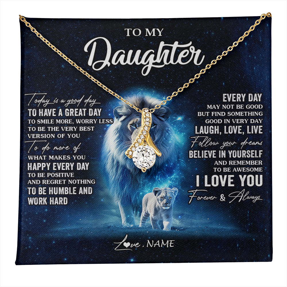 Alluring Beauty Necklace 18K Yellow Gold Finish | 1 | Personalized To My Daughter Lion Necklace From Dad Father Today Is A Good Day Daughter Gifts Birthday Graduation Christmas Customized Gift Box Message Card | teecentury