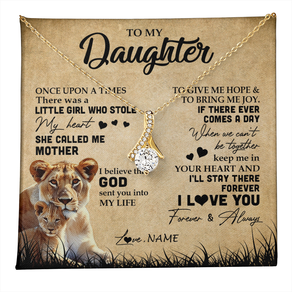 Alluring Beauty Necklace 18K Yellow Gold Finish | 1 | Personalized To My Daughter Lion Necklace From Mom Mother I'll Stay There Forever Daughter Birthday Graduation Christmas Customized Gift Box Message Card | teecentury