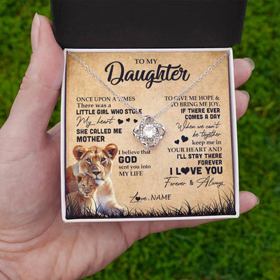 Love Knot Necklace | Personalized To My Daughter Lion Necklace From Mom Mother I'll Stay There Forever Daughter Birthday Graduation Christmas Customized Gift Box Message Card | teecentury