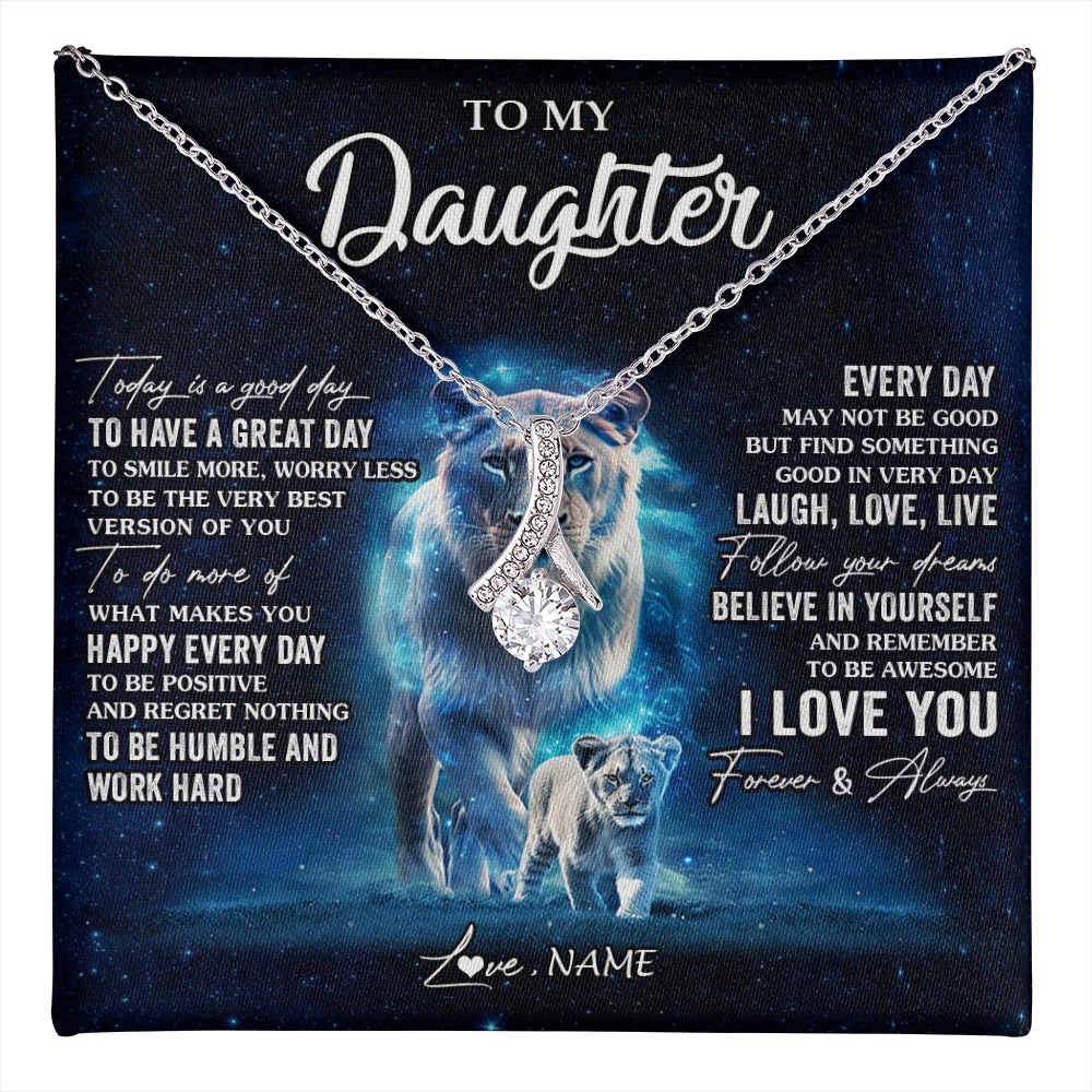 Alluring Beauty Necklace 14K White Gold Finish | 1 | Personalized To My Daughter Lion Necklace From Mom Mother Today Is A Good Day Daughter Gifts Birthday Graduation Christmas Customized Gift Box Message Card | teecentury