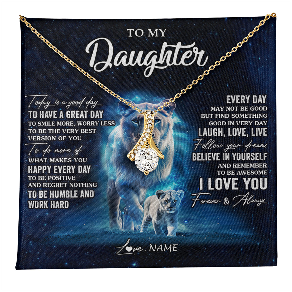 Alluring Beauty Necklace 18K Yellow Gold Finish | 1 | Personalized To My Daughter Lion Necklace From Mom Mother Today Is A Good Day Daughter Gifts Birthday Graduation Christmas Customized Gift Box Message Card | teecentury