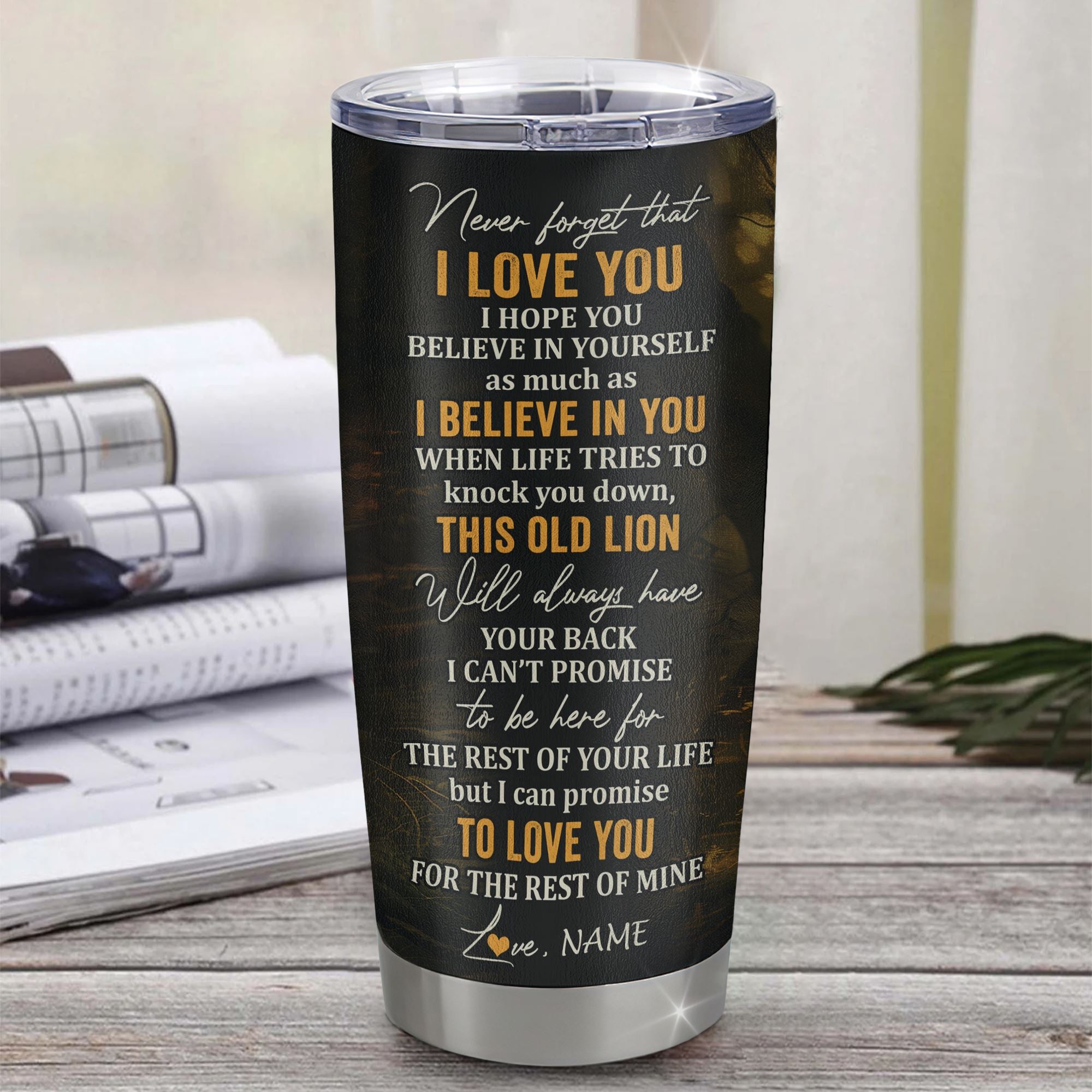 Personalized To My Daughter Lion Tumbler From Mom Mother Never Forget That I Love You Daughter Birthday Gifts Graduation Christmas Custom Stainless Steel Cup Travel Mug | teecentury