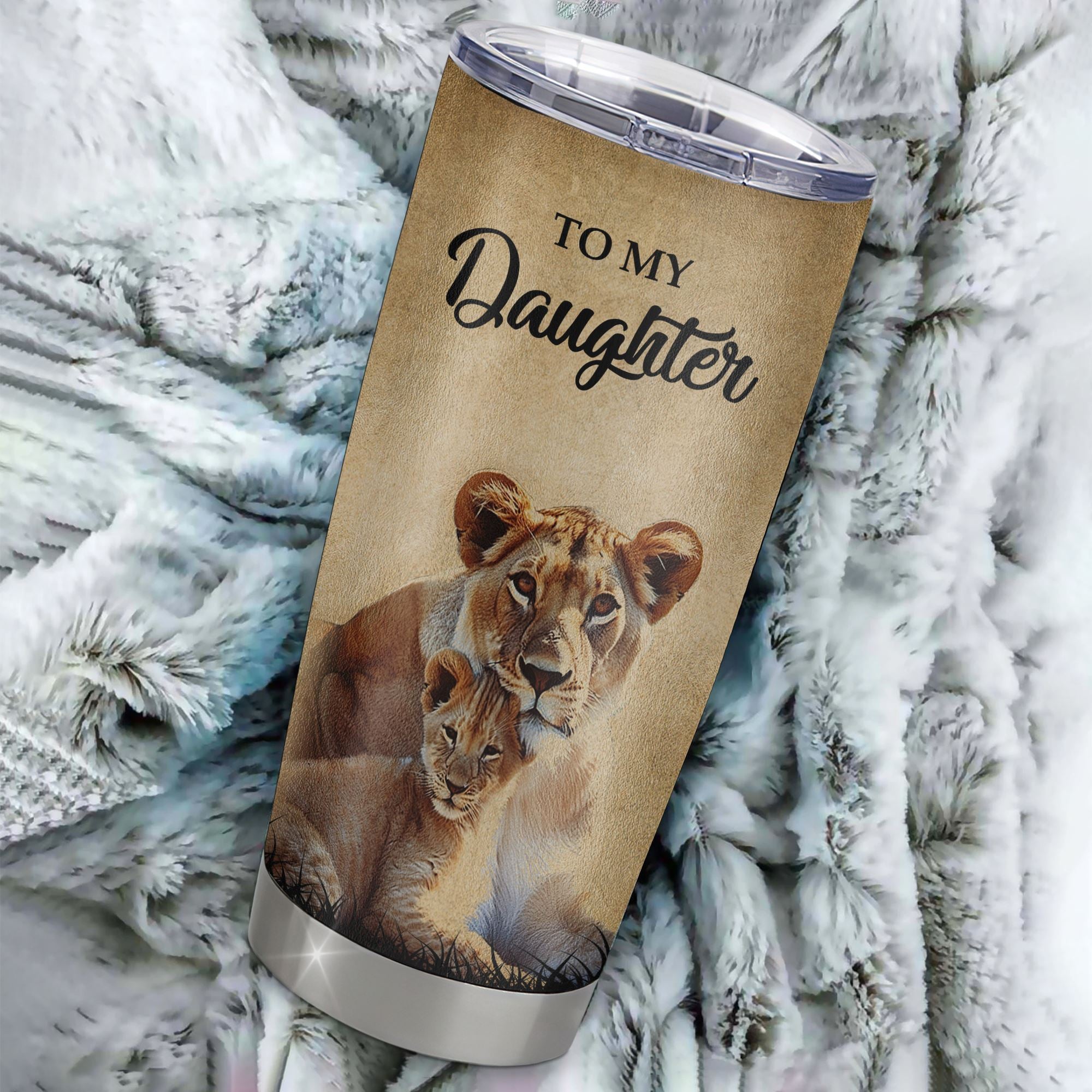 Personalized To My Daughter Lion Tumbler From Mom Mother Stainless Steel Cup I'll Stay There Forever Daughter Birthday Graduation Christmas Travel Mug | teecentury