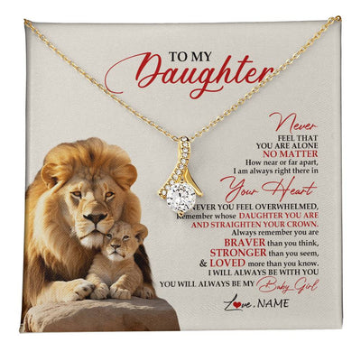 Alluring Beauty Necklace 18K Yellow Gold Finish | 1 | Personalized To My Daughter Necklace From Dad Daddy Father Never Feel You Are Alone Lion Daughter Birthday Graduation Christmas Customized Message Card | teecentury
