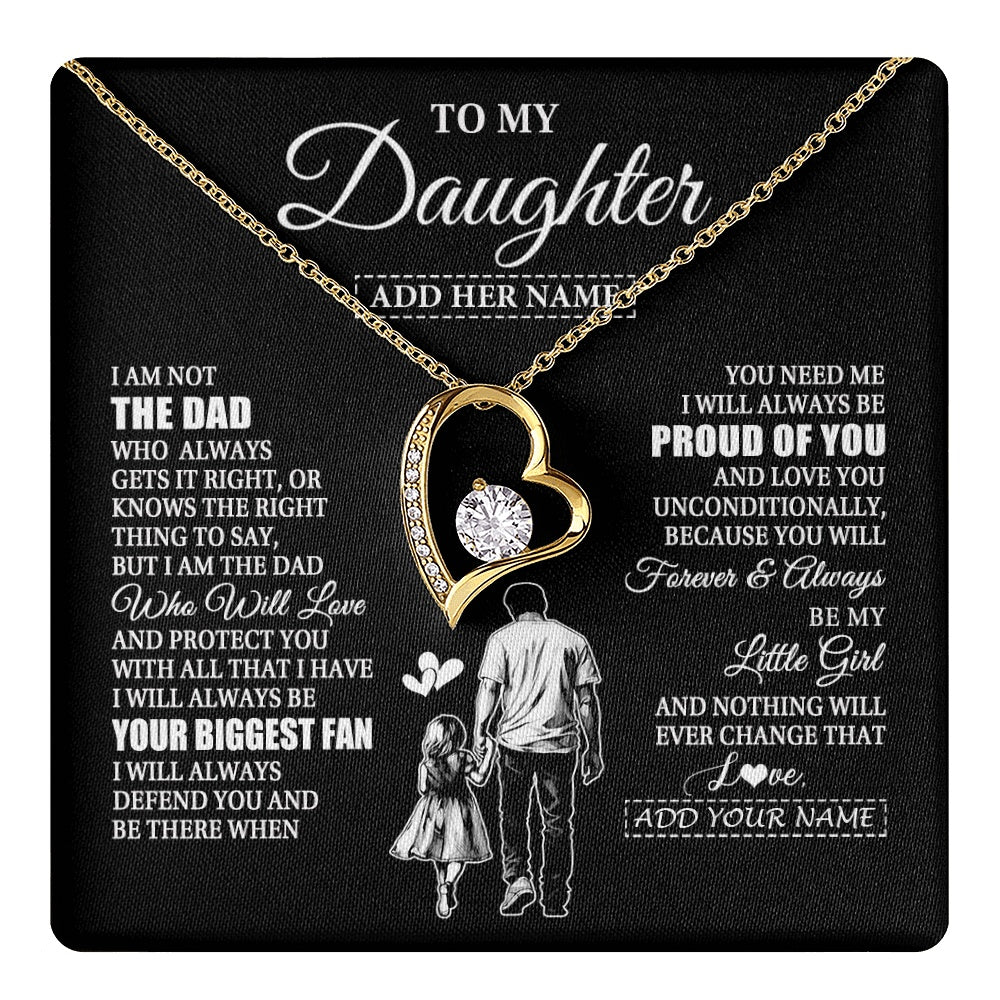 Forever Love Necklace 18K Yellow Gold Finish | 1 | Personalized To My Daughter Necklace From Dad Father Biggest Fan Birthday Gifts For Daughter From Dad Daughter Christmas Custom Gift Box Message Card | teecentury.myshopify