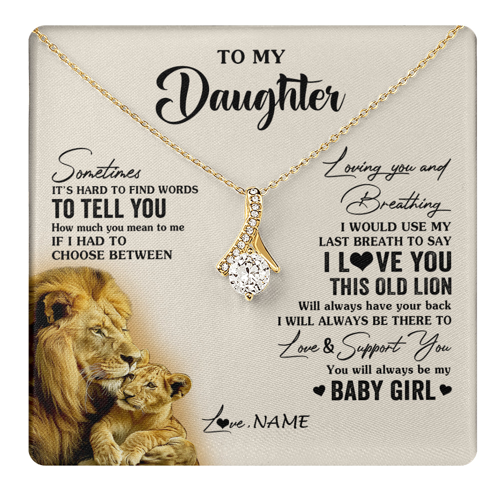Alluring Beauty Necklace 18K Yellow Gold Finish | 1 | Personalized To My Daughter Necklace From Dad Father I Love You This Old Lion Daughter Birthday Graduation Christmas Jewelry Customized Gift Box Message Card | teecentury