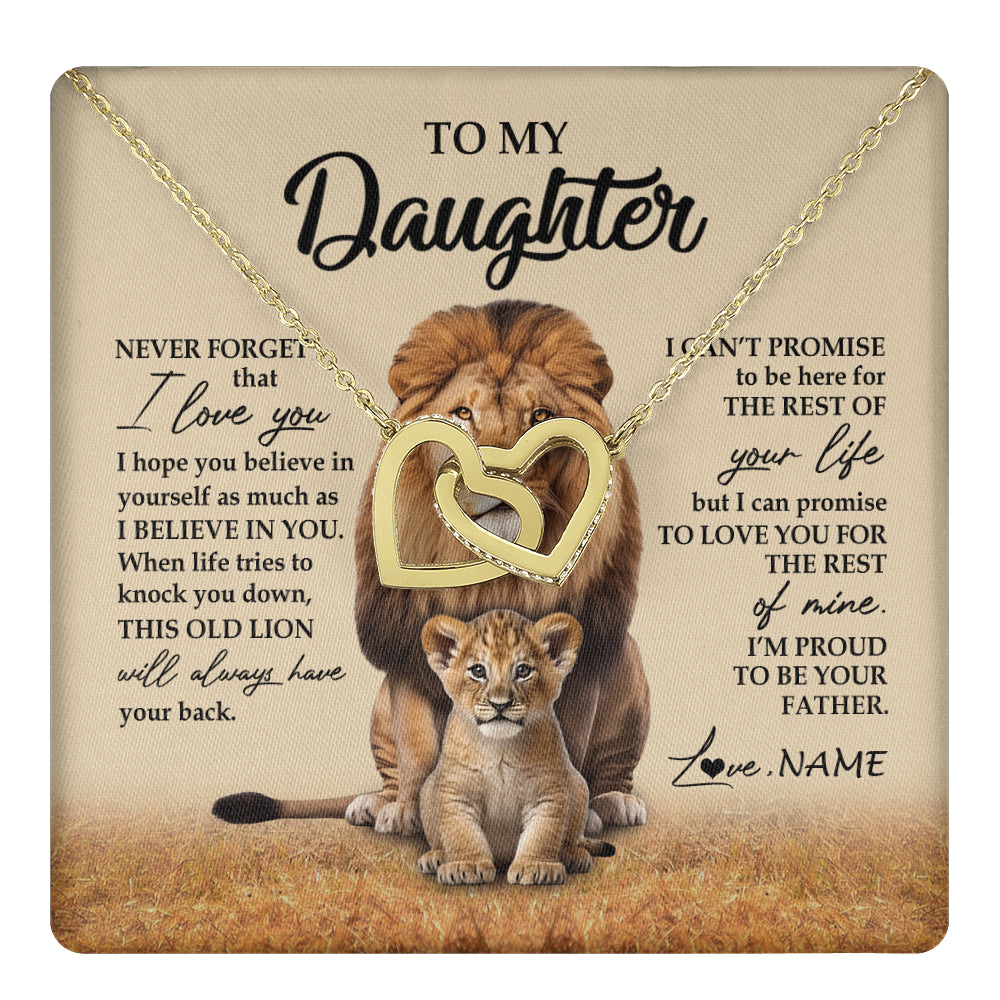 Personalized To My Daughter Necklace From Dad Father Lion Never Forget That I Love You Daughter Jewelry Birthday Graduation Christmas Customized Message Card Teecentury