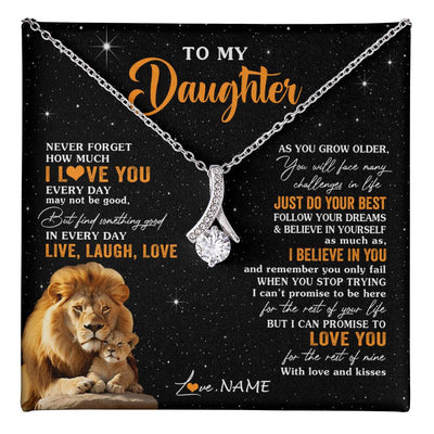 Alluring Beauty Necklace 14K White Gold Finish | 1 | Personalized To My Daughter Necklace From Dad Father Live Laugh Love Lion Daughter Birthday Positive Graduation Christmas Customized Gift Box Message Card | teecentury