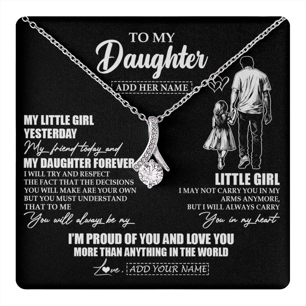 Alluring Beauty Necklace 14K White Gold Finish | 1 | Personalized To My Daughter Necklace From Dad Father My Girl My Friend Proud And Love Daughter Birthday Graduation Christmas Custom Gift Box Message Card | https://teecentury.