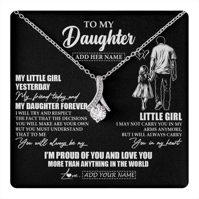 Alluring Beauty Necklace 14K White Gold Finish | 1 | Personalized To My Daughter Necklace From Dad Father My Girl My Friend Proud And Love Daughter Birthday Graduation Christmas Custom Gift Box Message Card | https://teecentury.
