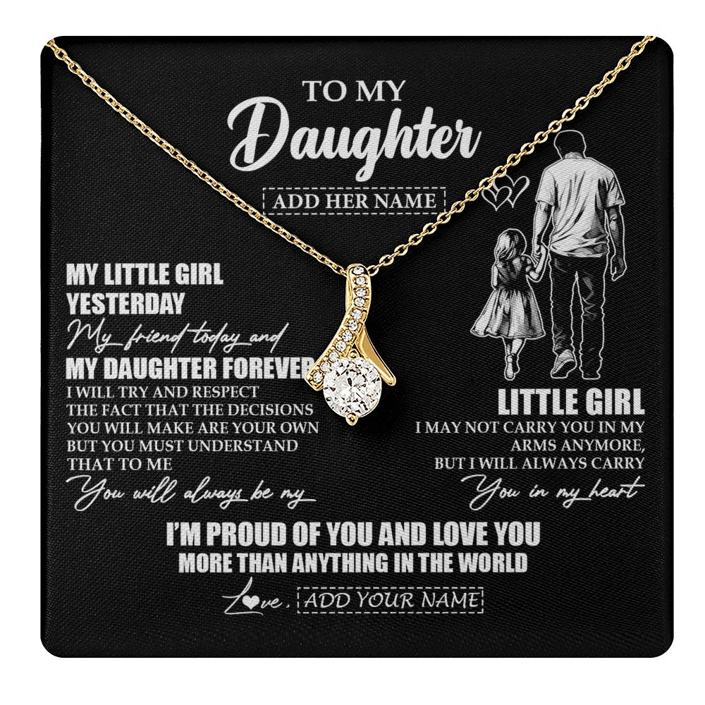 Alluring Beauty Necklace 18K Yellow Gold Finish | 1 | Personalized To My Daughter Necklace From Dad Father My Girl My Friend Proud And Love Daughter Birthday Graduation Christmas Custom Gift Box Message Card | https://teecentury.