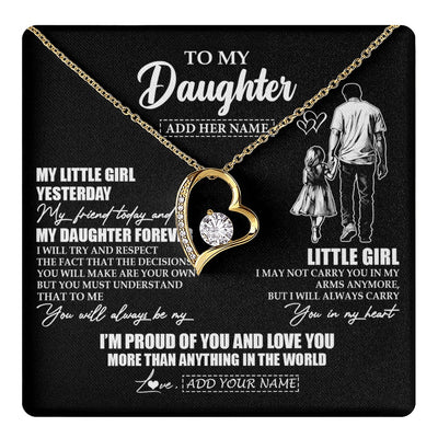 Forever Love Necklace 18K Yellow Gold Finish | 1 | Personalized To My Daughter Necklace From Dad Father My Girl My Friend Proud And Love Daughter Birthday Graduation Christmas Custom Gift Box Message Card | https://teecentury.