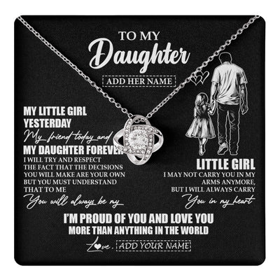 Love Knot Necklace 14K White Gold Finish | 1 | Personalized To My Daughter Necklace From Dad Father My Girl My Friend Proud And Love Daughter Birthday Graduation Christmas Custom Gift Box Message Card | https://teecentury.
