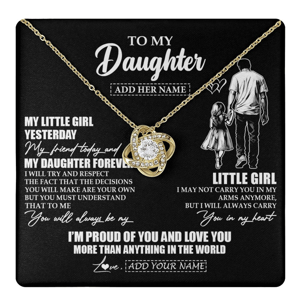 Love Knot Necklace 18K Yellow Gold Finish | 1 | Personalized To My Daughter Necklace From Dad Father My Girl My Friend Proud And Love Daughter Birthday Graduation Christmas Custom Gift Box Message Card | https://teecentury.