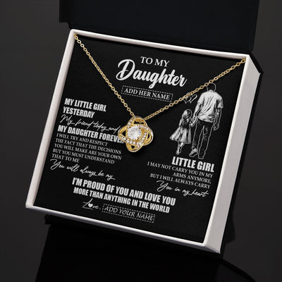 Love Knot Necklace 18K Yellow Gold Finish | 2 | Personalized To My Daughter Necklace From Dad Father My Girl My Friend Proud And Love Daughter Birthday Graduation Christmas Custom Gift Box Message Card | https://teecentury.