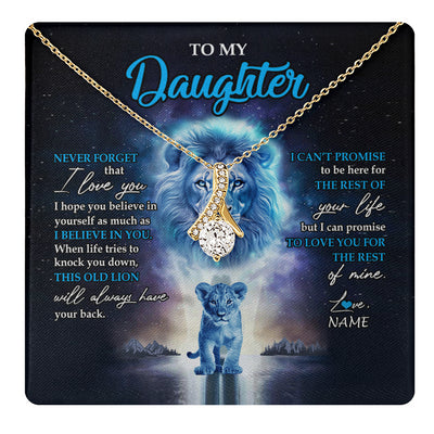 Alluring Beauty Necklace 18K Yellow Gold Finish | 1 | Personalized To My Daughter Necklace From Dad Father Never Forget I Love You Lion Daughter Jewelry Birthday Graduation Christmas Customized Message Card | teecentury