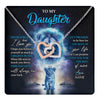 Interlocking Hearts Necklace Stainless Steel & Rose Gold Finish | 1 | Personalized To My Daughter Necklace From Dad Father Never Forget I Love You Lion Daughter Jewelry Birthday Graduation Christmas Customized Message Card | teecentury