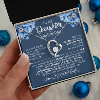 Forever Love Necklace 14K White Gold Finish | 2 | Personalized To My Daughter Necklace From Dad Father Proud Of You Birthday Gifts For Daughter Jewelry Gifts Christmas Custom Gift Box Message Card | https://teecentury.