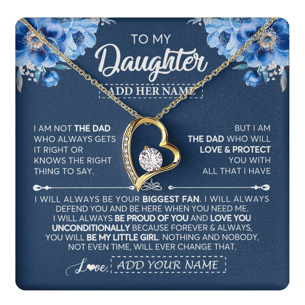 Forever Love Necklace 18K Yellow Gold Finish | 1 | Personalized To My Daughter Necklace From Dad Father Proud Of You Birthday Gifts For Daughter Jewelry Gifts Christmas Custom Gift Box Message Card | https://teecentury.