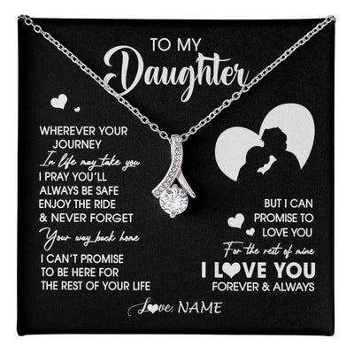 Alluring Beauty Necklace 14K White Gold Finish | 1 | Personalized To My Daughter Necklace From Dad Father Wherever Your Journey Daughter Birthday Gifts Graduation Christmas Customized Gift Box Message Card | teecentury