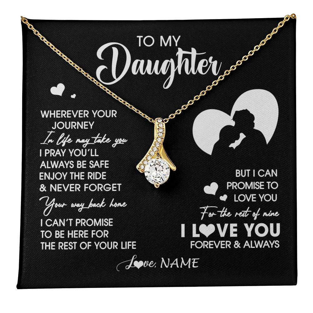 Alluring Beauty Necklace 18K Yellow Gold Finish | 1 | Personalized To My Daughter Necklace From Dad Father Wherever Your Journey Daughter Birthday Gifts Graduation Christmas Customized Gift Box Message Card | teecentury