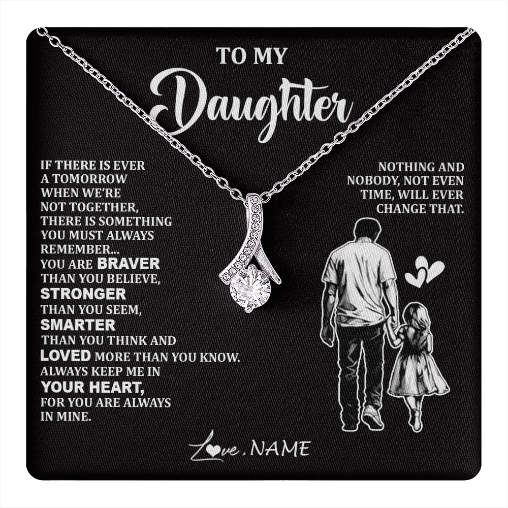 Alluring Beauty Necklace 14K White Gold Finish | 1 | Personalized To My Daughter Necklace From Dad Father You Are Always In Mine Beautiful Daughter Birthday Jewelry Graduation Christmas With Gift Box Message Card | teecentury