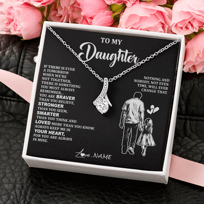 Alluring Beauty Necklace 14K White Gold Finish | 2 | Personalized To My Daughter Necklace From Dad Father You Are Always In Mine Beautiful Daughter Birthday Jewelry Graduation Christmas With Gift Box Message Card | teecentury