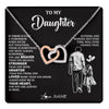 Interlocking Hearts Necklace Stainless Steel & Rose Gold Finish | 1 | Personalized To My Daughter Necklace From Dad Father You Are Always In Mine Beautiful Daughter Birthday Jewelry Graduation Christmas With Gift Box Message Card | teecentury