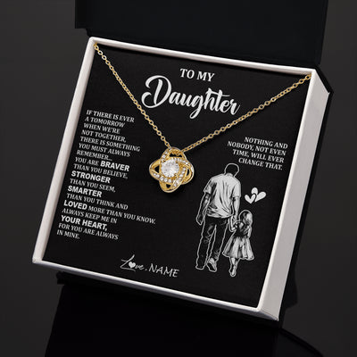 Love Knot Necklace 18K Yellow Gold Finish | 2 | Personalized To My Daughter Necklace From Dad Father You Are Always In Mine Beautiful Daughter Birthday Jewelry Graduation Christmas With Gift Box Message Card | teecentury