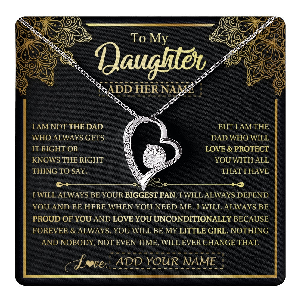 Forever Love Necklace 14K White Gold Finish | 1 | Personalized To My Daughter Necklace From Dad Father Your Biggest Fan Birthday Gifts For Daughter Gifts Christmas Jewelry Custom Gift Box Message Card | teecentury.myshopify