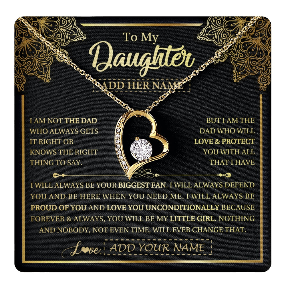 Forever Love Necklace 18K Yellow Gold Finish | 1 | Personalized To My Daughter Necklace From Dad Father Your Biggest Fan Birthday Gifts For Daughter Gifts Christmas Jewelry Custom Gift Box Message Card | teecentury.myshopify