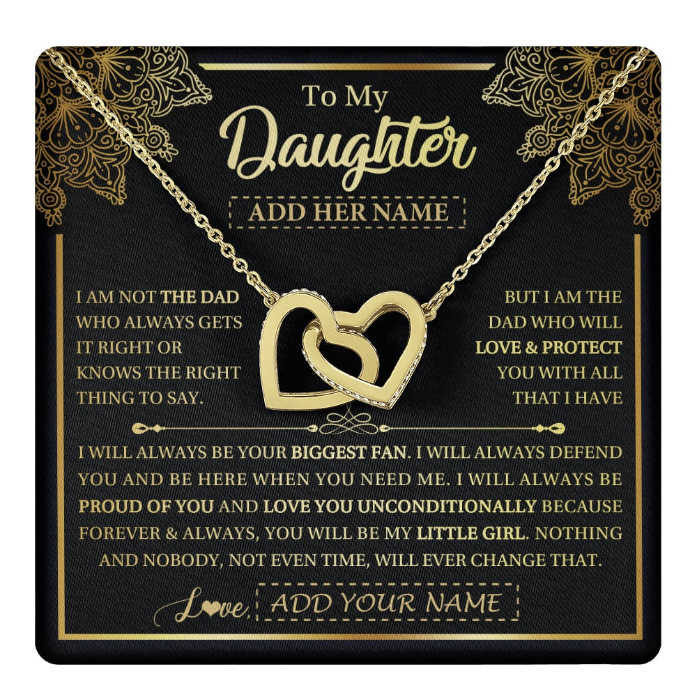 Interlocking Hearts Necklace 18K Yellow Gold Finish | 1 | Personalized To My Daughter Necklace From Dad Father Your Biggest Fan Birthday Gifts For Daughter Gifts Christmas Jewelry Custom Gift Box Message Card | teecentury.myshopify