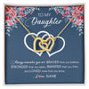 Interlocking Hearts Necklace 18K Yellow Gold Finish | Personalized To My Daughter Necklace From Dad Mom Braver Stronger Smarter Loved Daughter Jewelry Birthday Graduation Christmas Customized Message Card | teecentury