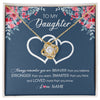 Love Knot Necklace 18K Yellow Gold Finish | Personalized To My Daughter Necklace From Dad Mom Braver Stronger Smarter Loved Daughter Jewelry Birthday Graduation Christmas Customized Message Card | teecentury