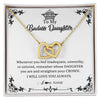 Interlocking Hearts Necklace 18K Yellow Gold Finish | Personalized To My Daughter Necklace From Dad Mom I Will Love You Always Daughter Jewelry Birthday Graduation Christmas Customized Message Card | teecentury