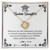 Love Knot Necklace 18K Yellow Gold Finish | Personalized To My Daughter Necklace From Dad Mom I Will Love You Always Daughter Jewelry Birthday Graduation Christmas Customized Message Card | teecentury