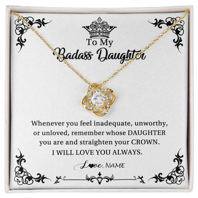 Love Knot Necklace 18K Yellow Gold Finish | Personalized To My Daughter Necklace From Dad Mom I Will Love You Always Daughter Jewelry Birthday Graduation Christmas Customized Message Card | teecentury