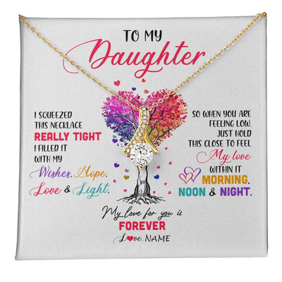 Alluring Beauty Necklace 18K Yellow Gold Finish | 1 | Personalized To My Daughter Necklace From Dad Mom Mother I Squeezed This Necklace Daughter Birthday Graduation Christmas Customized Gift Box Message Card | teecentury