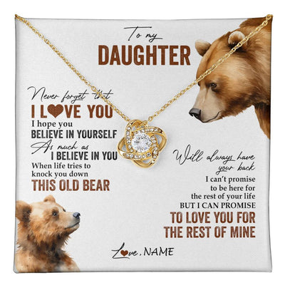 Love Knot Necklace 18K Yellow Gold Finish | 1 | Personalized To My Daughter Necklace From Dad Mom Never Forget That I Love You Bear Daughter Birthday Graduation Christmas Customized Gift Box Message Card | teecentury