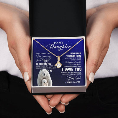 Alluring Beauty Necklace 18K Yellow Gold Finish | 2 | Personalized To My Daughter Necklace From Dad Mom Polar Bear Never Forget I Love You Daughter Birthday Graduation Christmas Customized Gift Box Message Card | teecentury
