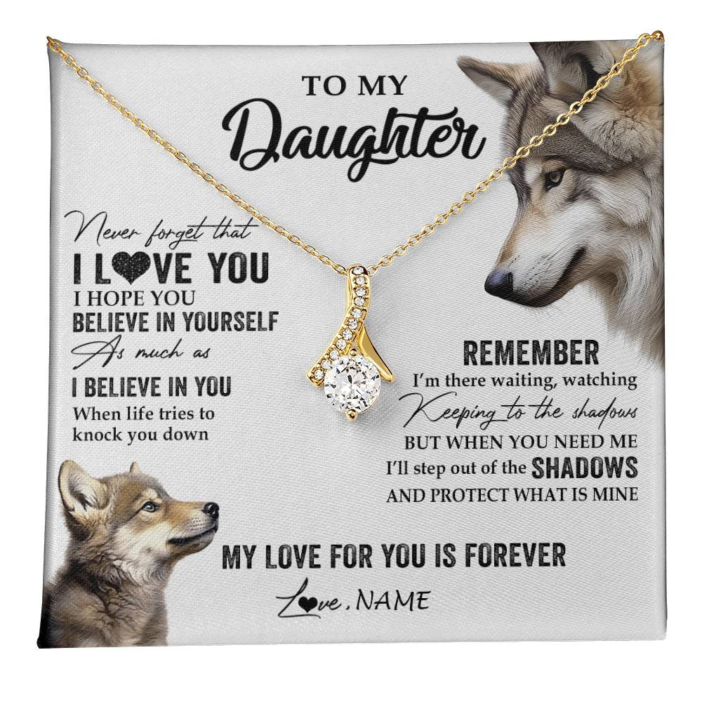 Alluring Beauty Necklace 18K Yellow Gold Finish | 1 | Personalized To My Daughter Necklace From Dad Mom Wolf My Love For You Is Forever Daughter Birthday Graduation Christmas Customized Gift Box Message Card | teecentury