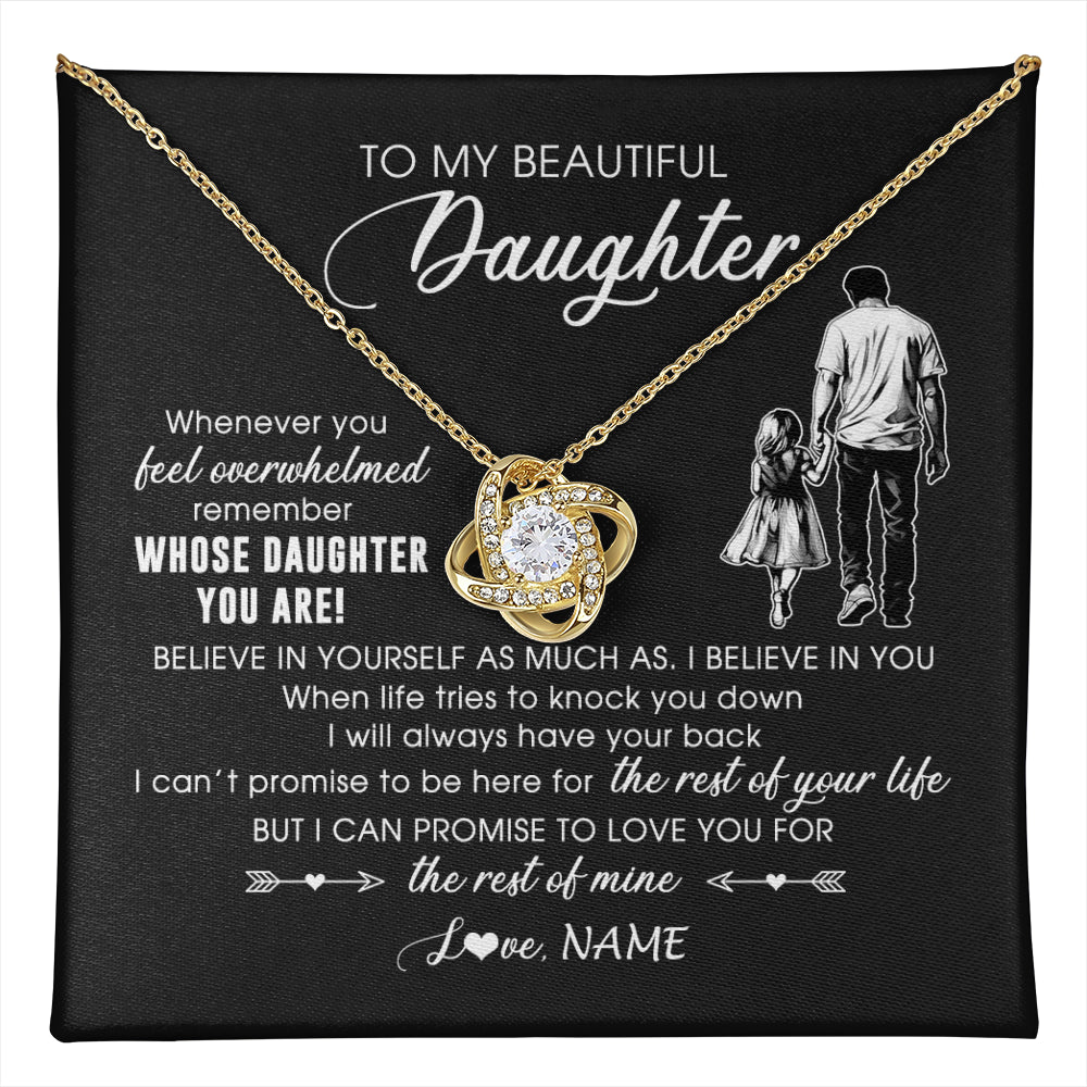 Love Knot Necklace 18K Yellow Gold Finish | 1 | Personalized To My Daughter Necklace From Dad Whenever You Feel Overwhelmed Daughter Jewelry Birthday Graduation Christmas Customized Message Card | teecentury