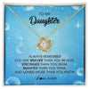 Love Knot Necklace 18K Yellow Gold Finish | Personalized To My Daughter Necklace From Mom Dad Always Remember You Are Braver Daughter Jewelry Birthday Graduation Christmas Customized Message Card | teecentury