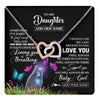 Interlocking Hearts Necklace Stainless Steel & Rose Gold Finish | 1 | Personalized To My Daughter Necklace From Mom Dad Butterfly Sometimes Say I Love You Daughter Birthday Graduation Christmas Customized Gift Box Message Card | teecentury.myshopify