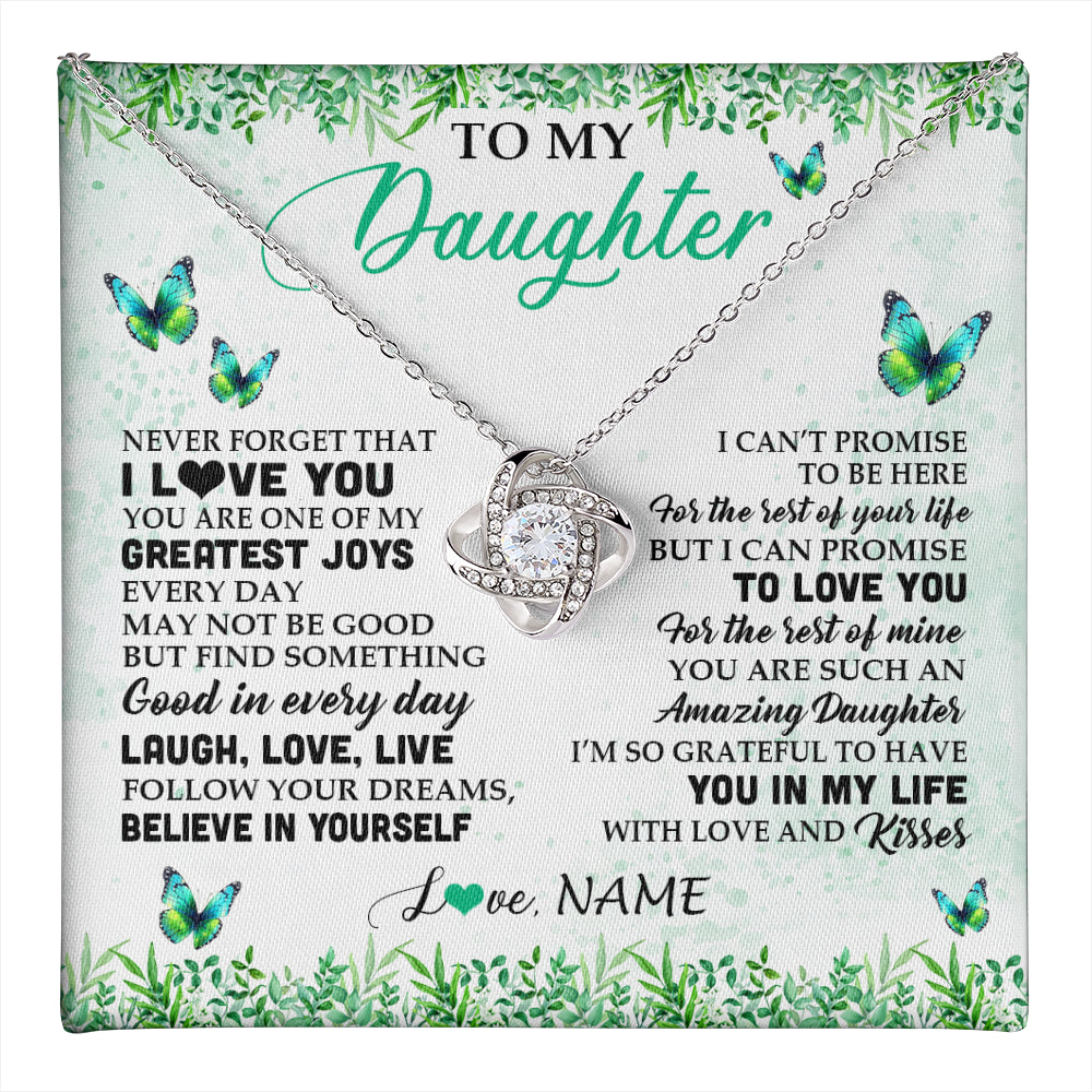 Love Knot Necklace 14K White Gold Finish | 1 | Personalized To My Daughter Necklace From Mom Dad Father Butterfly Laugh Love Live Birthday Motivational Quote Christmas Customized Gift Box Message Card | teecentury